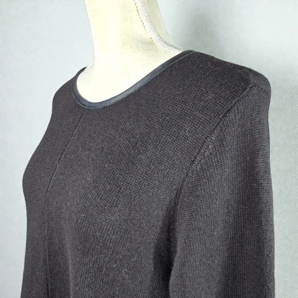 Stella Carakasi Small Black Tunic Sweater Assymetrical Hem Leather Back Womens - Picture 14 of 16